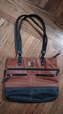 Stone Co Women Brown Black Faux Leather Shoulder Bag Tote HBV-00335-SK
