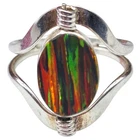 Size 10 VTG Reversible Modernist Sterling Silver Oval Opal Ring Mexican