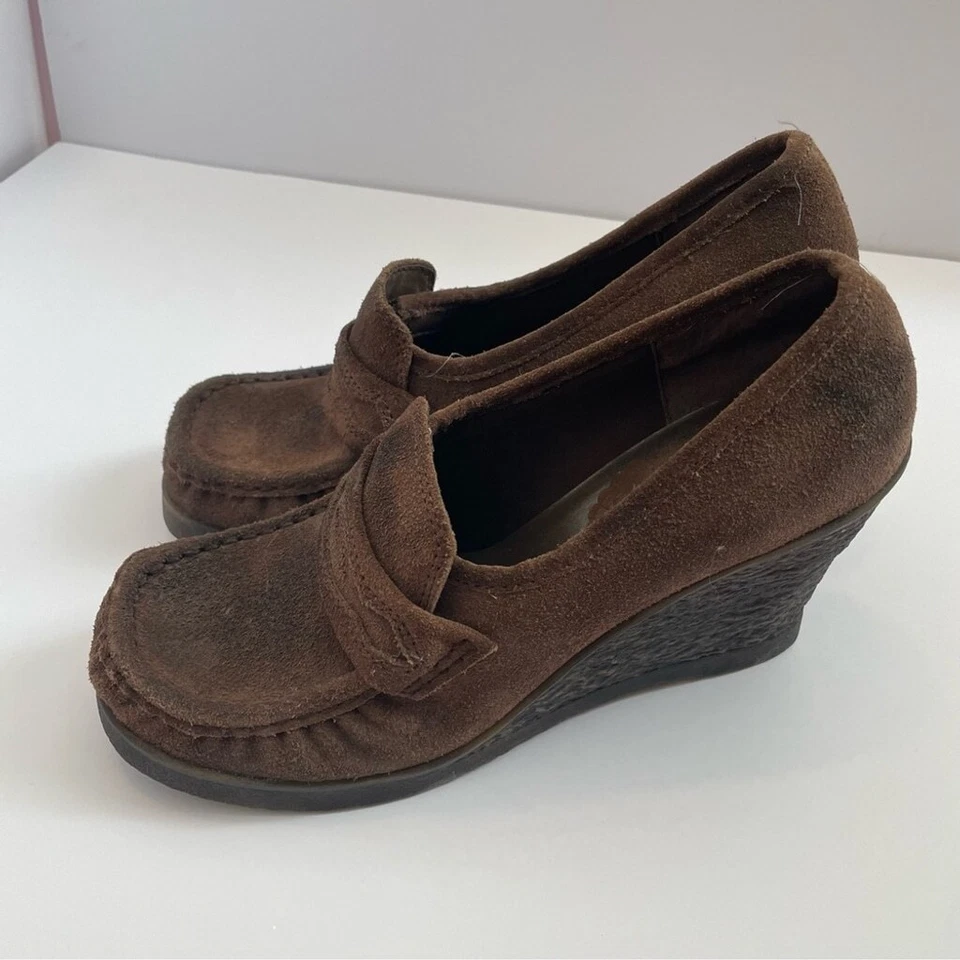 Report leather suede chunky wedge vintage y2k - Image 3 of 4