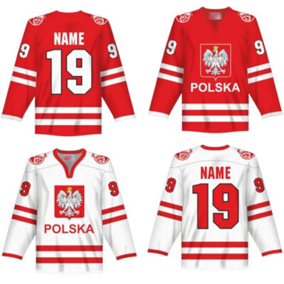 Custom Retro Team Poland Hockey Jersey White Red Stitched Custom Names Any Size