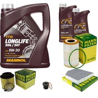 MANN-FILTER Inspektionspaket Mannol 7L Longlife 5W-30 FüR Audi A5 Cabriolet 8F7