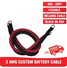 2 AWG Gauge Custom Battery Cable Copper Car Solar Power Wire Inverter RV Welding