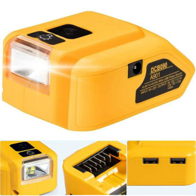 2-USB Power Source Li-ion Battery Charger Adapter for Dewalt 20V Battery DCB090