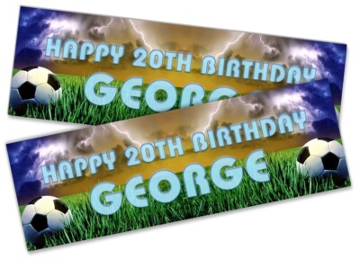 x2 Personalised Birthday Banner Football Design Kids Party Decoration 587