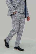 Mens Cavani Callie Grey Check Trousers Tailored Fit ideal for Wedding Fashion