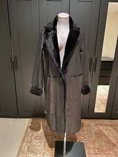 New Vince Black Genuine Shearling Suede Cardigan Collared Coat Size L