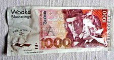 Trinkgeld 1000 Mark-Plastikt&uuml;te Wodka Blutorange V&uuml;ndec 17x7,5 cm