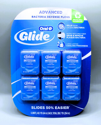 Oral-B Glide ADVANCED Multi-Protection Floss, 6-pack (total 288.7 YD) CLEAN MINT