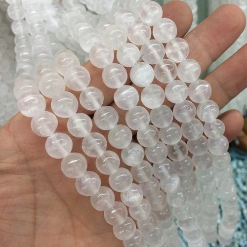 natural calcite/selenite stone beads natural gemstone beads 15" Inch Z10161