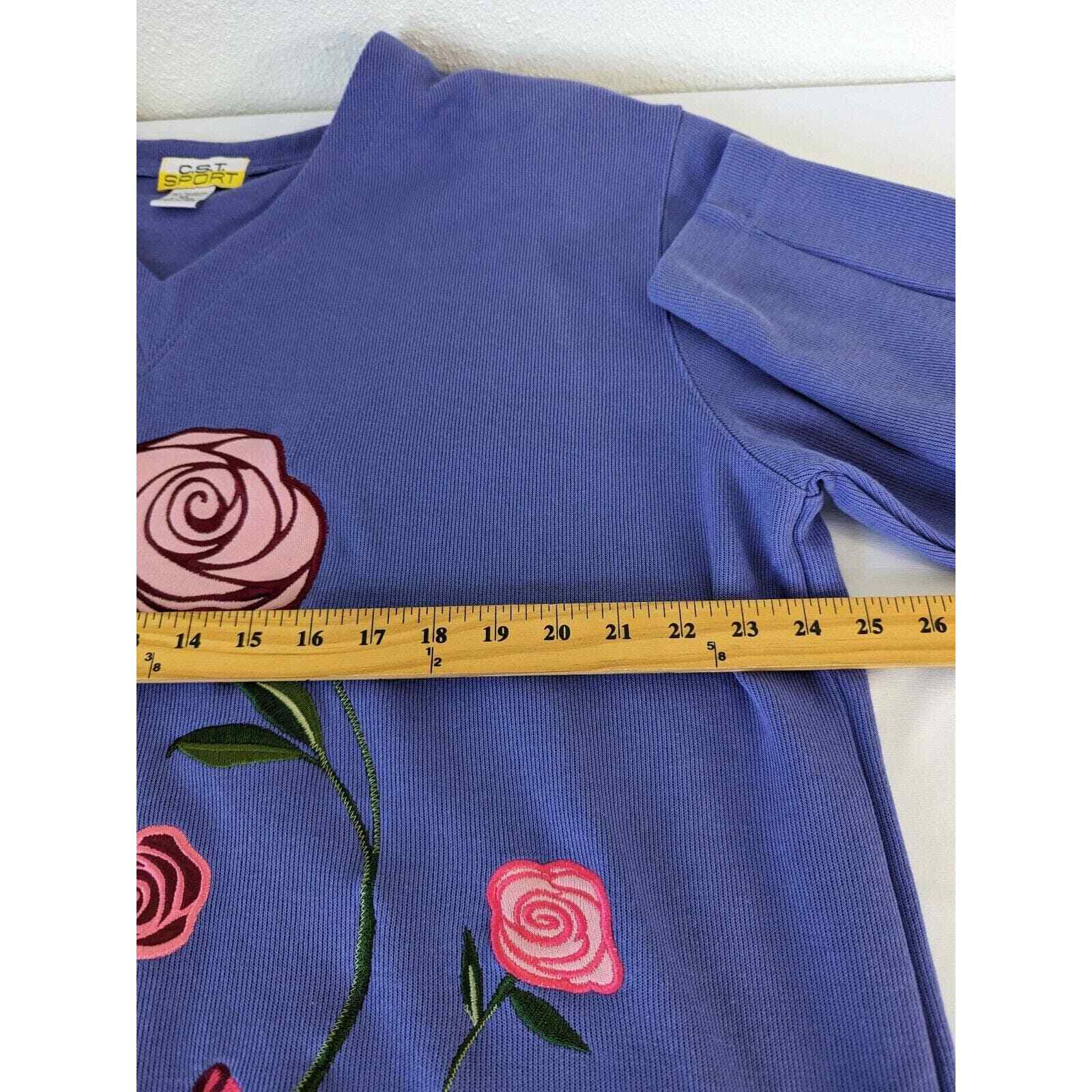 C.S.T Sport Vintage Grandma Sweatshirt Womens Floral Embroidered Periwinkle 2X eBay