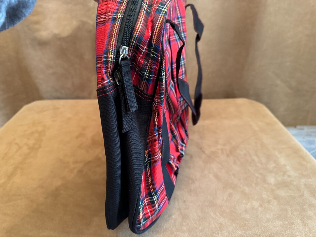 Vintage Disney Winnie the Pooh Plaid Tote Bag red 12 x 20 