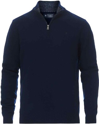NAVY HALF-ZIP LAMBSWOOL JUMPER 