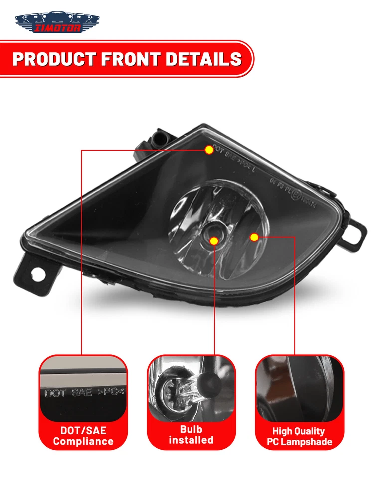 for 2008 2010 BMW 528i 535i 550i xDrive Sedan Fog Lights Front Bumper Lamp PAIR - Image 2 of 4