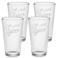 Set - Clark Fever Pint Beer Glasses Etched Tumblers Drinkware 16 oz Indiana Mug