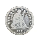 1891 Seated Liberty Quarter 25C Silver U.S Coin.