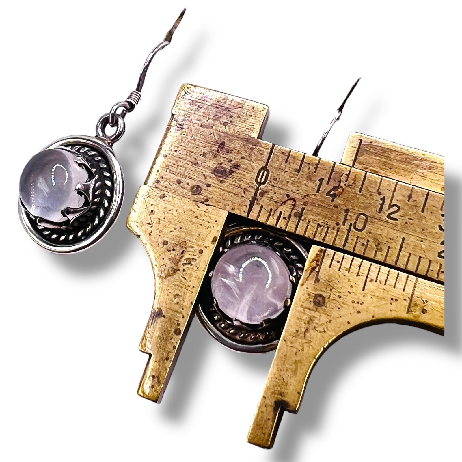 Rose Quartz Round Solid Sterling Silver Drop Hook… - image 7