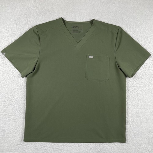 Figs Scrub Shirt Mens XXL Green Leon 3 Pocket Top Nurse Healthcare