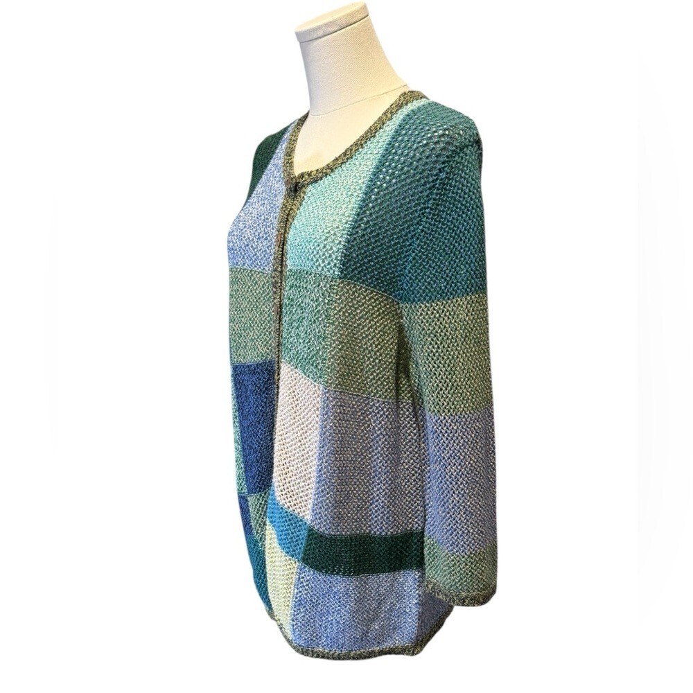 Patchwork Cottagecore Womens Large Open Knit Blue… - image 5