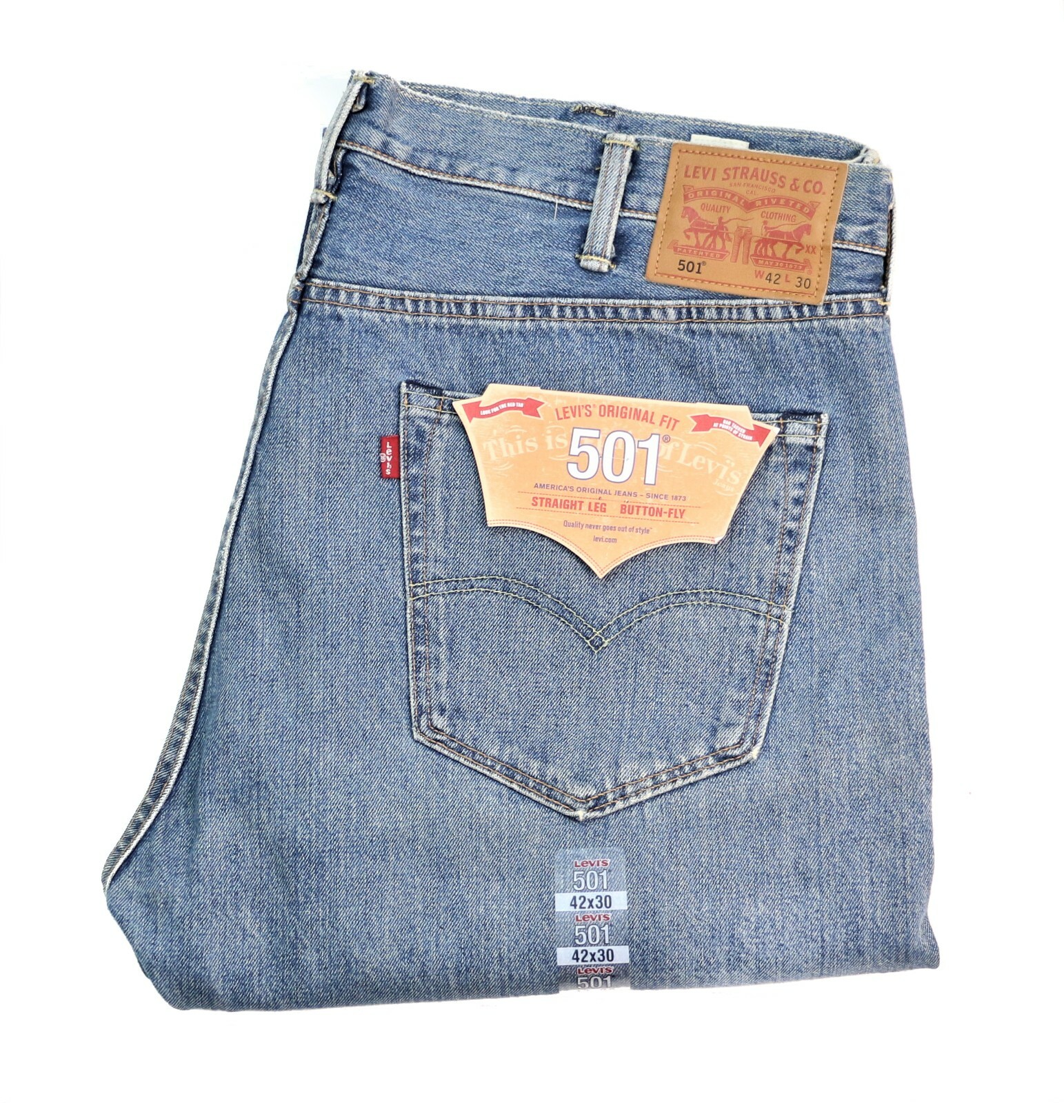 New Levi's Made in USA 501 Original Fit Jeans White Oak Cone Denim W42 L30  | eBay