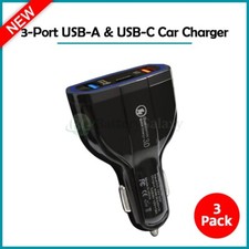 3 Fenzer 30 Watt 3-Port Fast Charging Car Charger QC 3.0 USB Port PD Type-C B4HP