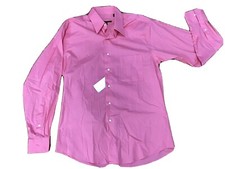 New BCBG Attitude Salmon Button Up Dress Shirt Medium 15 1/2-34-35. Stretch