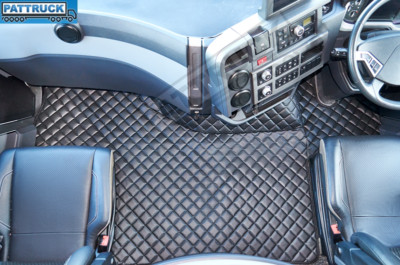  TRUCK ECO LEATHER FLOOR MATS SET-BLACK  FIT RENAULT T RANGE - FLAT FLOOR