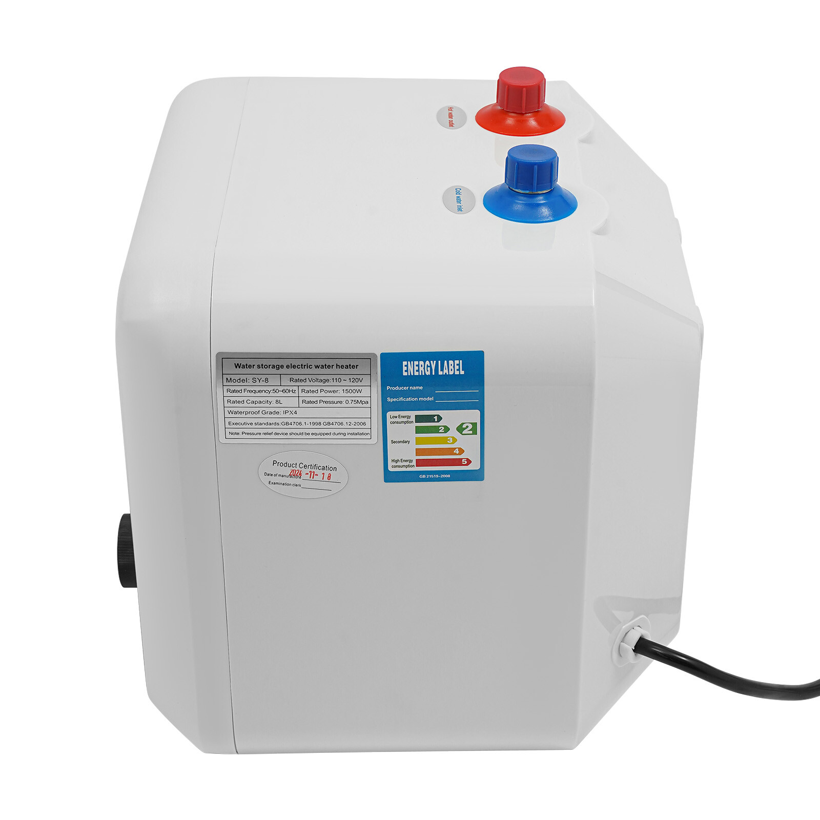 8L Electric 1500W 110V Tank Water Heater Kitchen Bathroom Storage Water Heater