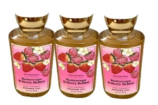 3 BATH & BODY WORKS SHOWER GEL BODY WASH BUTTERCUPS & BERRY BELLINI 10 oz NEW