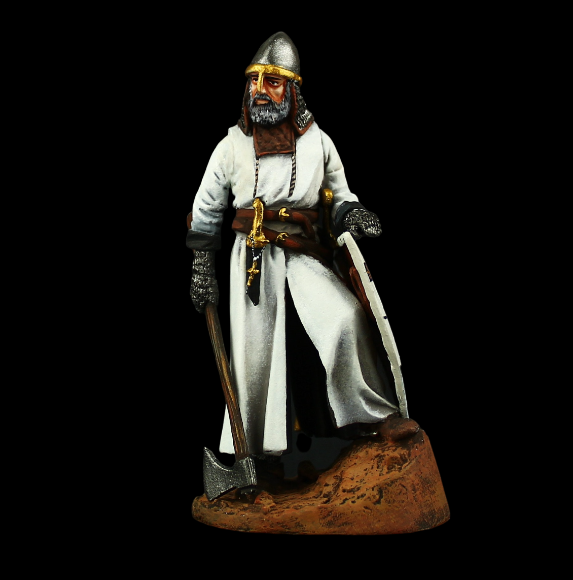 Tin soldier Collectible Templar Warrior with axe, XIII c. Medieval
