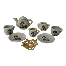 Vtg Childs Play Tea Coffee Set Miniature Porcelain Made In Japan 8 Pcs Dollhouse