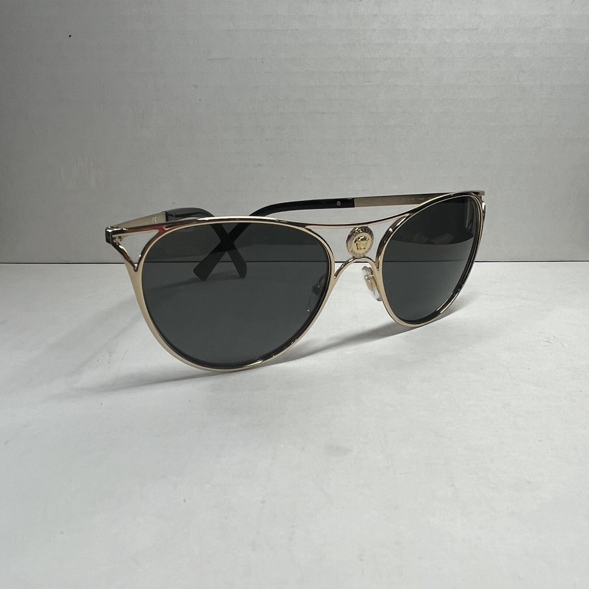 Versace VE 2237 100287 Gold Metal Cat-Eye Sunglasses Grey Lens