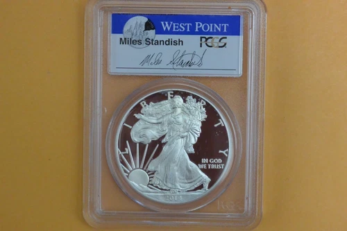 2014-W American Silver Eagle Proof - PCGS PR70 DCAM Miles Standish - Spotted