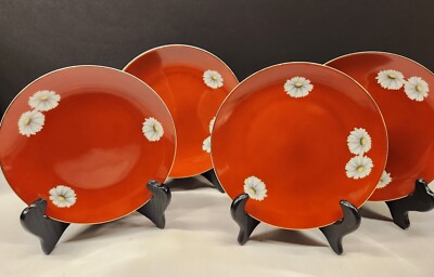 Noritake Nippon Toki Kaisha Set Of 4 Red Bread Appetizer Dessert Plates 6.25''