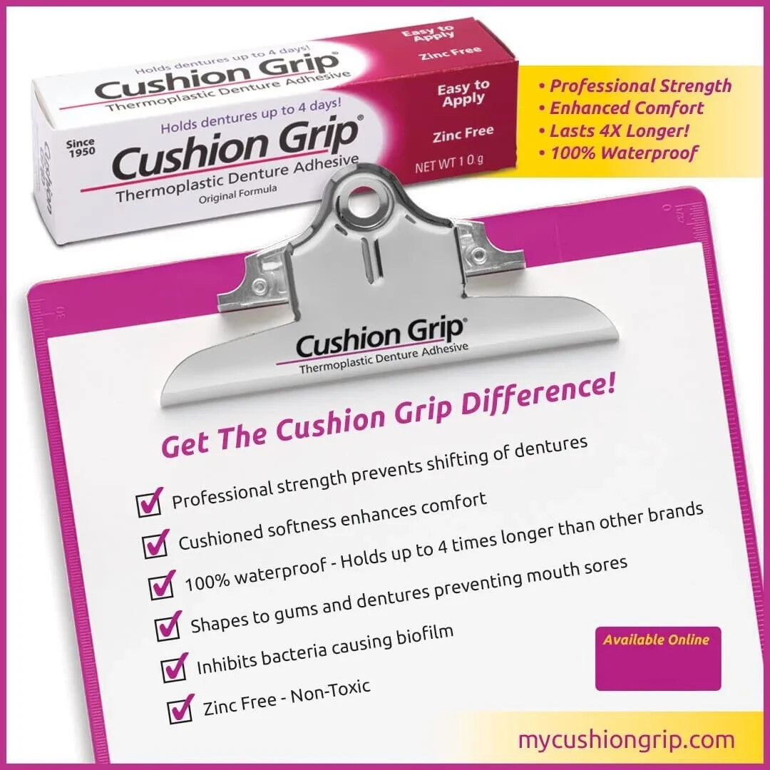 Cushion Grip Thermoplastic Denture Adhesive 1 Oz 100 Waterproof
