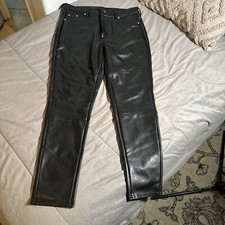 Bagatelle NYC Black Pants Faux Leather Zip Fly Metallic Biker Cropped Sz L