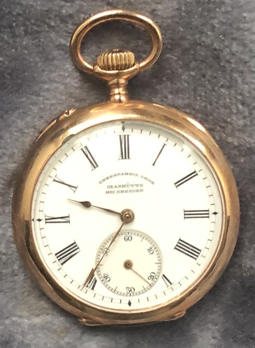 Pocket Watch Union GlashÃ¼tte Gold Rare 1900 Glashutte UhrenFabrik - Main Image