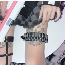 1x of Goth, Emo, Punk, Rock, Y2K Silver Bullet Leg Garter Band