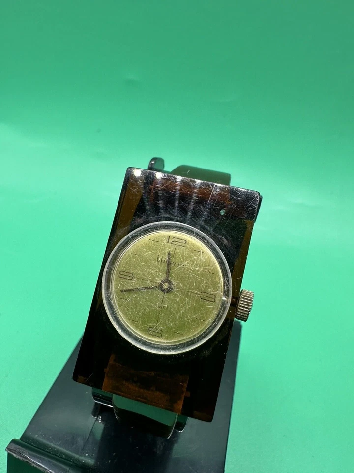 Reloj Pulsera Lucerna Vintage Suizo Acrílico Cuerda Mecánico Marrón/Ámbar/Claro Foto 4 de 4