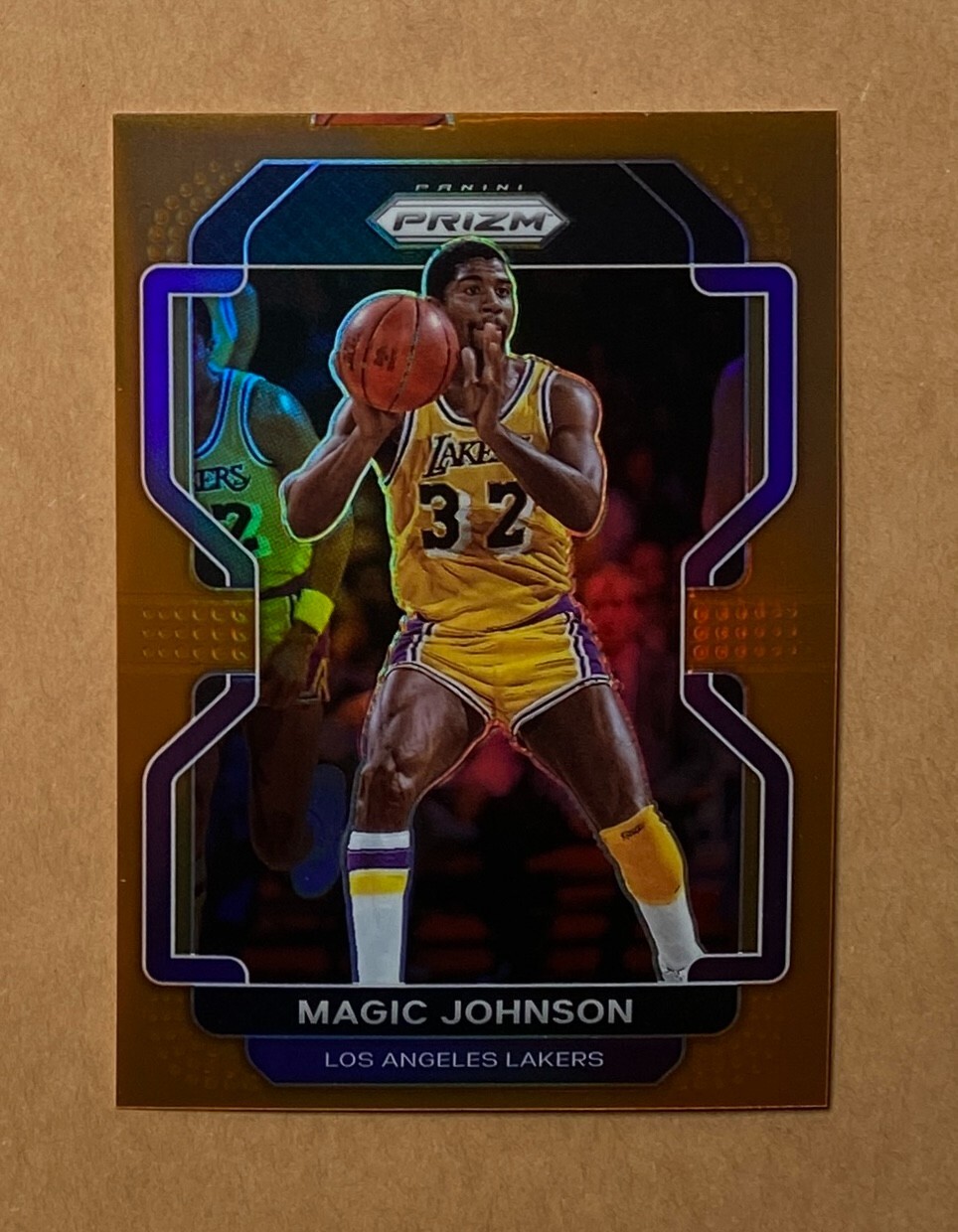 2021-22 Panini Prizm #248 Magic Johnson Base Orange #32/49 Jersey Number 1/1