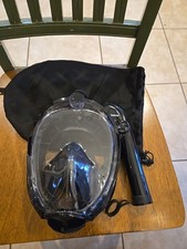 Kids 180  Full Face Snorkel Mask with Panoramic View Anti-Fog, Anti-Leak Black