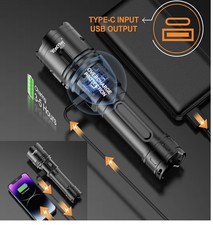 Rechargeable LED Flashlight High Lumens 10000 Super Bright Long Range 5000 FT