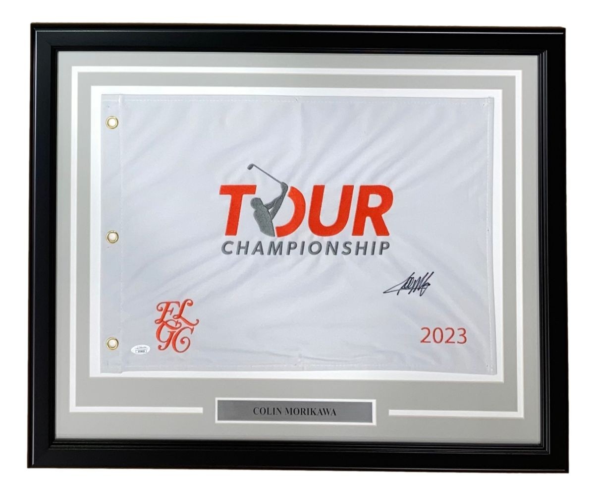 Collin Morikawa Autographed Signed Framed 2023 PGA Tour Championship Golf Flag JSA 