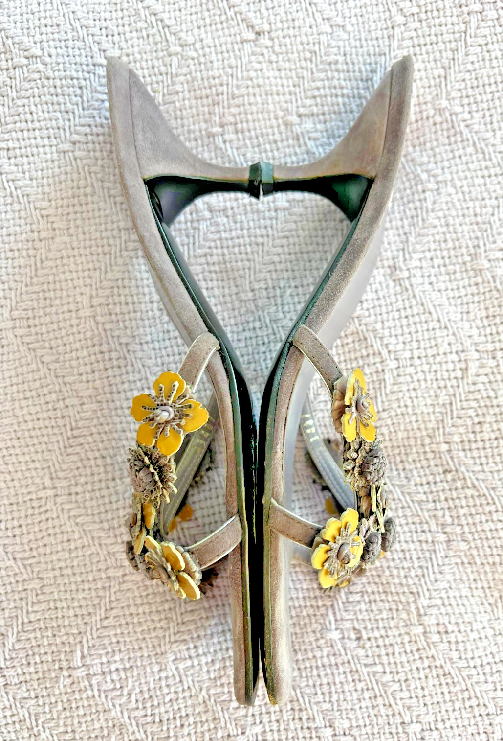 Vintage Prada Floral Appliqué Leather Slip-On Sandals Sz 38.5,Collectible, Italy thumbnail 3