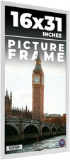 16x31 Frame White Wood Picture Photo Frame with UV Acrylic and Acid Free Backing