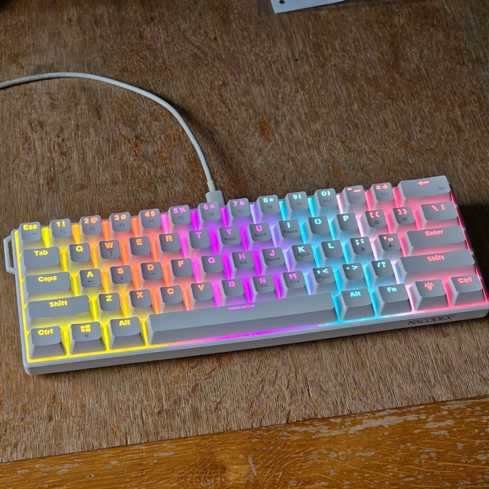 AJAZZ NK61 Mini 60% Wired Mechanical Keyboard, Red Switches, White, Box Damaged - Image 3 of 4