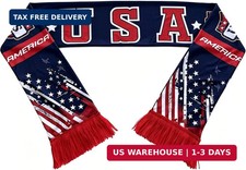 USA Soccer Fan Scarf, America Team Supporter Scarf Double-Sided for 2026 World I