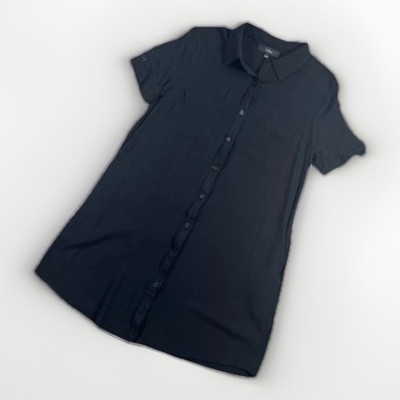 Lulu's Oxford Comma Shirt Dress Womens Small Business Button Up Black Blouson