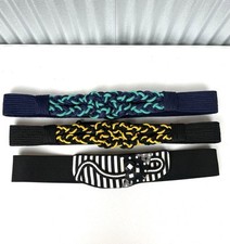 VINTAGE WOMANS BRAIDED STRETCH BELTS RETRO BLACK WHITE GRANNY CORE LOT 3 REBECCA