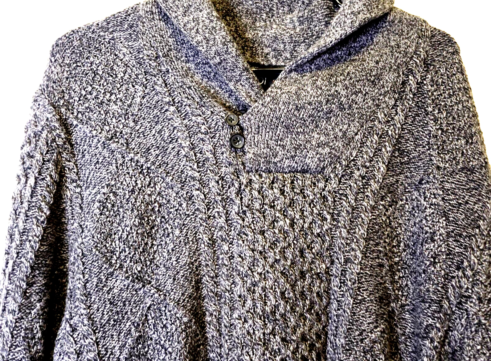 1901 Nordstrom Sweater Men XL Fisherman Cable Knit Shawl Cotton Wool LS Nautical