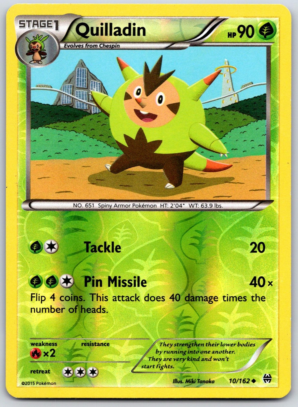 POKEMON BREAKTHROUGH QUILLADIN 10/162 UNCOMMON REVERSE HOLO LP